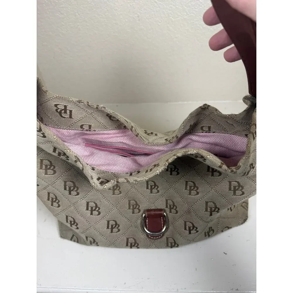 Y2K Vintage Dooney & Bourke signature monogram canvas hobo brown shoulder bag